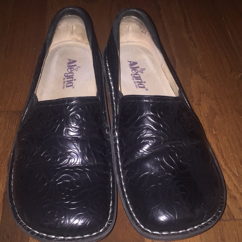 Alegria black leather flats Sz41 (sz10) Debra shoe